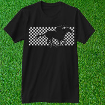 チェッカーボードTシャツで勝利レース馬