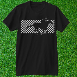 チェッカーボードTシャツで勝利レース馬 Tシャツ