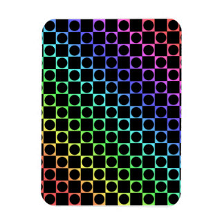チェッカー円、レインボー&ブラック マグネット