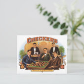 チェッカーMild & Mellow Cigarsヴィンテージラベルアート ポストカード (スタンド正面)
