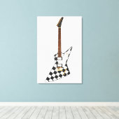 チェッカーROCK GUITAR 24x36 キャンバスプリント (インサイチュ (ウッドフロア))