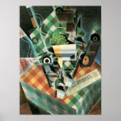 チェックしたテーブルクロスの静物画(Juan Gris) ポスター (正面)