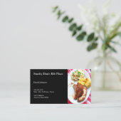 チェックした布のBBQ背面リブ 名刺 (スタンド正面)