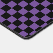 チェックした紫/黒とビジネスロゴ デスクマット (コーナー)