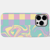 チェックと渦巻きパステルピンク、黄、紫、緑 Case-Mate iPhoneケース (裏面 (横))