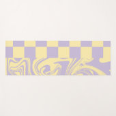 チェックと渦巻き – パステルイエローとパープル ヨガマット (正面(横))