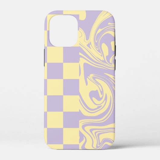 チェックと渦巻き – パステルイエローとパープル Case-Mate iPhoneケース (裏面)