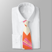 チェックと渦巻き – ピンク、オレンジ、クリーム ネクタイ (タイ)