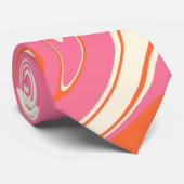 チェックと渦巻き – ピンク、オレンジ、クリーム ネクタイ (ロール)