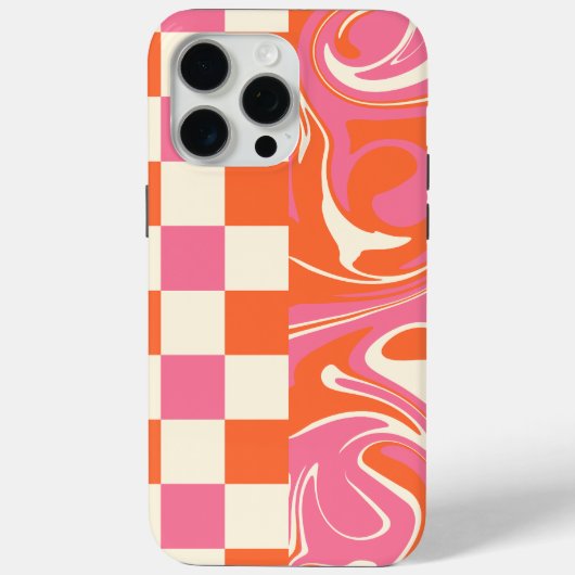 チェックと渦巻き – ピンク、オレンジ、クリーム Case-Mate iPhoneケース (裏面)