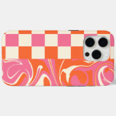 チェックと渦巻き – ピンク、オレンジ、クリーム Case-Mate iPhoneケース (裏面 (横))