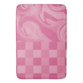 チェックと渦巻き – ピンク バスマット (正面縦)