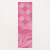 チェックと渦巻き – ピンク ヨガマット (正面)