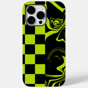 チェックと渦巻き – ライムグリーンとブラック Case-Mate iPhone 14 PRO MAXケース