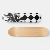 チェックと渦巻き – 白黒 スケートボード (横)