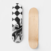 チェックと渦巻き – 白黒 スケートボード (正面)