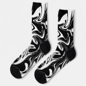 チェックと渦巻き – 白黒 ソックス (左)