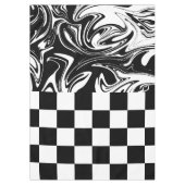チェックと渦巻き – 白黒 テーブルクロス (正面)