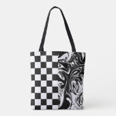 チェックと渦巻き – 白黒 トートバッグ (裏面)