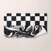 チェックと渦巻き – 白黒 バスタオルセット (ハンドタオル)