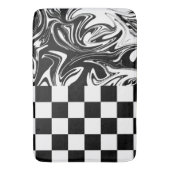 チェックと渦巻き – 白黒 バスマット (正面縦)