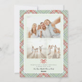 チェックのボウの家族写真クリスマスホリデー シーズンカード (裏面)