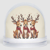 チェックのマフラーをつけたかわいいクリスマスのトナカイの3匹セット (正面)