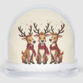 チェックのマフラーをつけたかわいいクリスマスのトナカイの3匹セット (裏面)