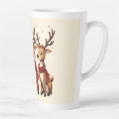 チェックのマフラーをつけたかわいいクリスマスのトナカイの3匹セット カフェラテマグ (右)