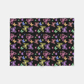 チェックの蝶 フリースブランケット (正面(横))