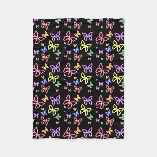 チェックの蝶 フリースブランケット (正面)