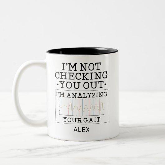 チェックアウトしない物理セラピストおもしろい カスタム ツートーンマグカップ (左)