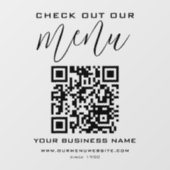 チェックアウト私たちのメニューQrコード白黒シックモダン ウィンドウサイン (シート)