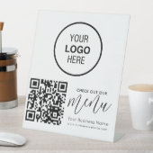 チェックアウト私たちのメニューQrコード白黒シックモダン 台座サイン (インサイチュ)