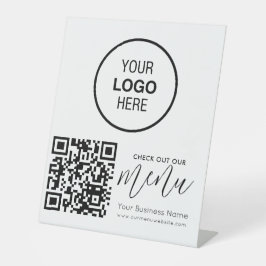 チェックアウト私たちのメニューQrコード白黒シックモダン 台座サイン