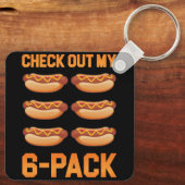 チェックアウト私の6パックホットドッグソーセージ食べ物ホットドッグロー キーホルダー (裏面)