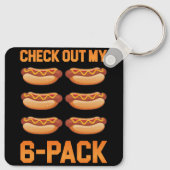 チェックアウト私の6パックホットドッグソーセージ食べ物ホットドッグロー キーホルダー (裏面)