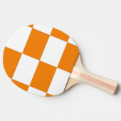 チェックアードオレンジ&ホワイトデザイン 卓球ラケット (横)