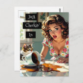 チェックイン中 | スピルトおもしろいコーヒー ポストカード (正面/裏面)