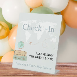 チェックインGuest Book Sign Travel Baby Shower 台座サイン