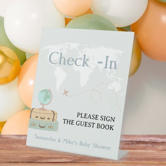 チェックインGuest Book Sign Travel Baby Shower 台座サイン