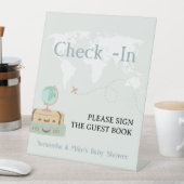 チェックインGuest Book Sign Travel Baby Shower 台座サイン (インサイチュ)
