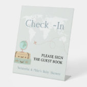 チェックインGuest Book Sign Travel Baby Shower 台座サイン (正面)