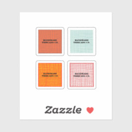 チェックカラフルパターン手作り衣料品事業 シール