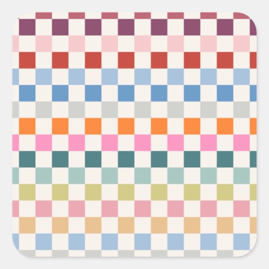 チェックカラフルパタ市松模様にーンのチェック スクエアシール (正面)