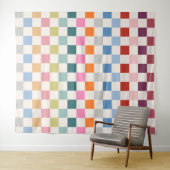 チェックカラフルパタ市松模様にーンのチェック タペストリー (インサイチュ(横))