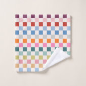 チェックカラフルパタ市松模様にーンのチェック バスタオルセット (ウォッシュタオル)