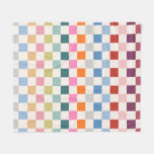 チェックカラフルパタ市松模様にーンのチェック フリースブランケット (正面(横))