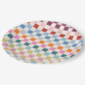 チェックカラフルパタ市松模様にーンのチェック ペーパープレート (アングル)