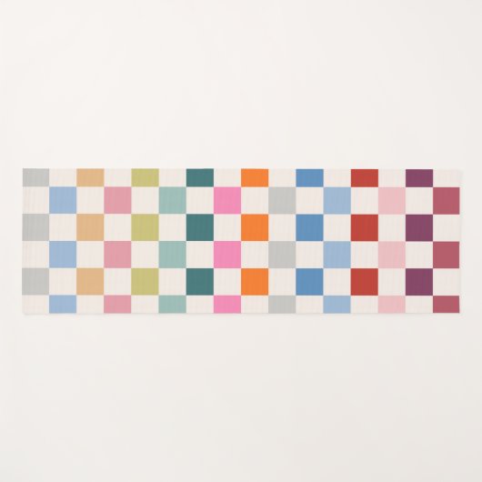 チェックカラフルパタ市松模様にーンのチェック ヨガマット (正面(横))